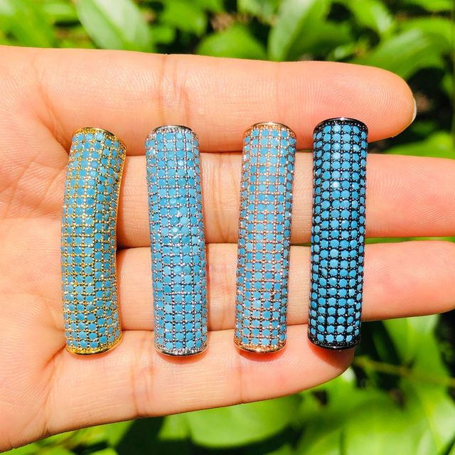 5pcs/lot Curved Turquoise Tube Bar Spacers Beads for Women